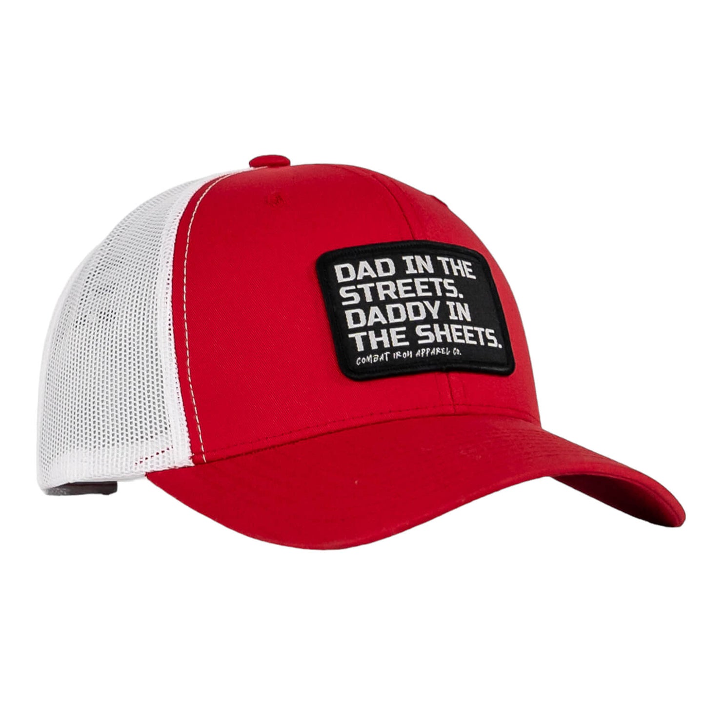 DAD IN THE STREETS. DADDY IN THE SHEETS. BLACK PATCH SNAPBACK HAT