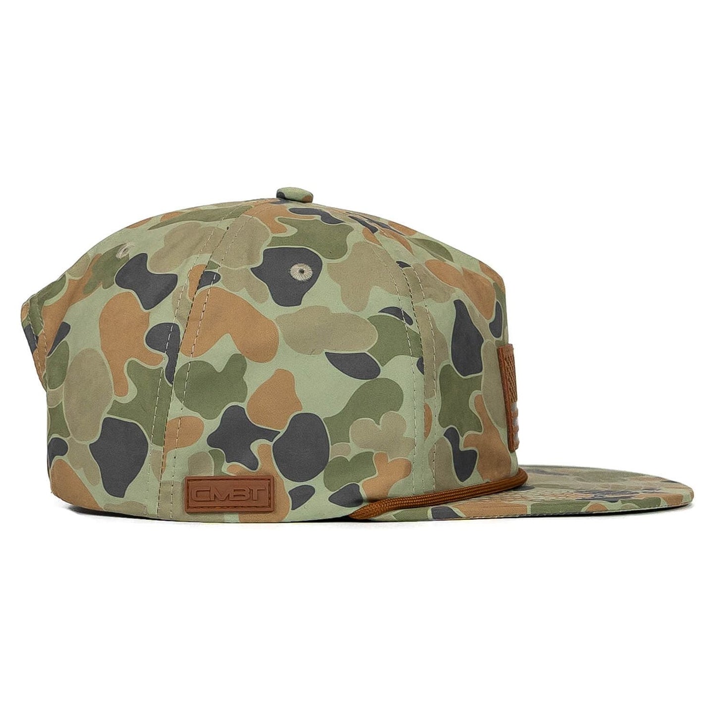 AMERICAN FLAG PATCH CRUSHABLE ROPE SNAPBACK | FROGSKIN DUCK CAMO HAT